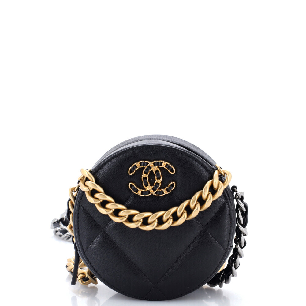 Chanel 19 Round Clutch with Chain Quilted Leather